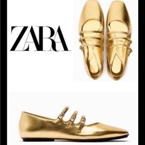 NWOT Zara Metallic ballet flats